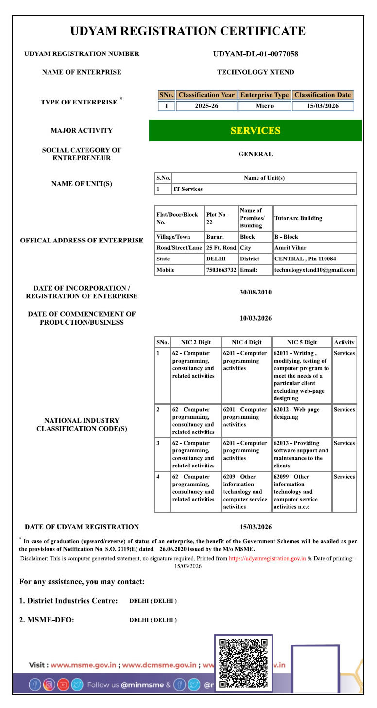 MSME Registration Document